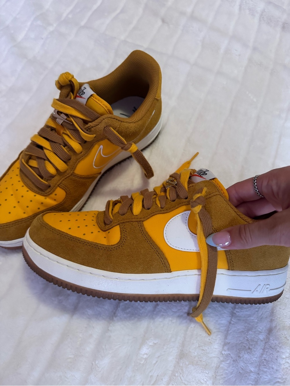 Nike Low-Top Sneakers in Yellow and Brown with White Swoosh